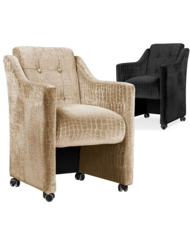 FOTEL TAPICEROWANY NA KÓŁKACH BOSS MOBILNY Z GUZIKAMI GLAMOUR (WYBIERZ TKANINĘ)