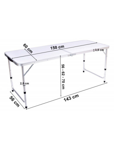 STÓŁ TURYSTYCZNY CATERINGOWY FLOW SKŁADANY 150X60