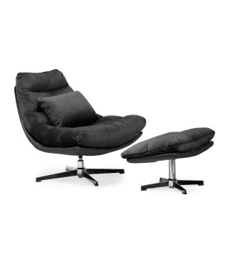 FOTEL WYPOCZYNKOWY Z PODNÓŻKIEM I PODUSZKĄ VELVET COLORADO BLACK (WYBIERZ KOLOR) 2