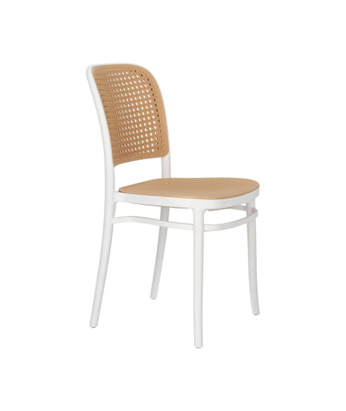 KRZESŁO AŻUROWE Z PLECIONKĄ IMITACJA DREWNA ANTONIO (BIAŁE, CZARNE)