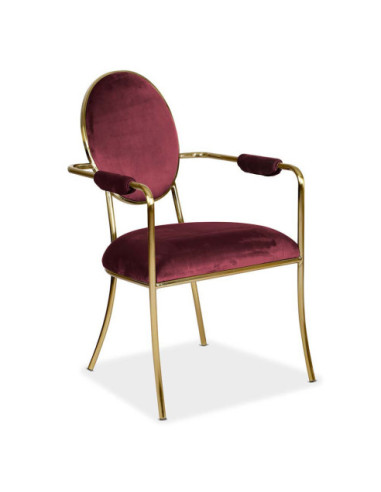 KRZESŁO BANKIETOWE GLAMOUR ANTIBA VELVET ZŁOTE NOGI  (BORDOWY, CZARNY)