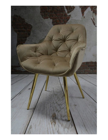 KRZESŁO PIKOWANE KUBEŁKOWE ZŁOTE NOGI ARTEN GLAMOUR (WYBIERZ KOLOR)
