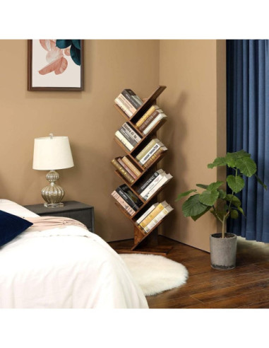 REGAŁ DRZEWO OTWARTY NA KSIĄŻKI SKOŚNY (BIAŁY, DĄB RUSTYKALNY)