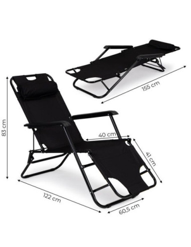 LEŻAK FOTEL OGRODOWY Z PODŁOKIETNIKAMI ROZKŁADANY (WYBIERZ KOLOR)