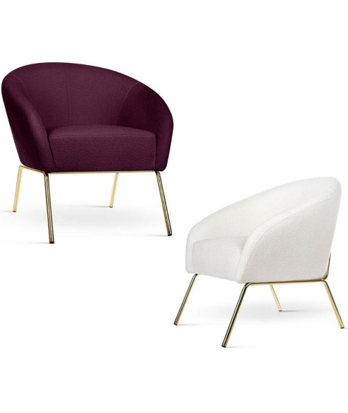 FOTEL WYPOCZNKOWY GLAMOUR TAPICEROWANY ZŁOTY STELAŻ CHERRY (WYBIERZ TKANINĘ)