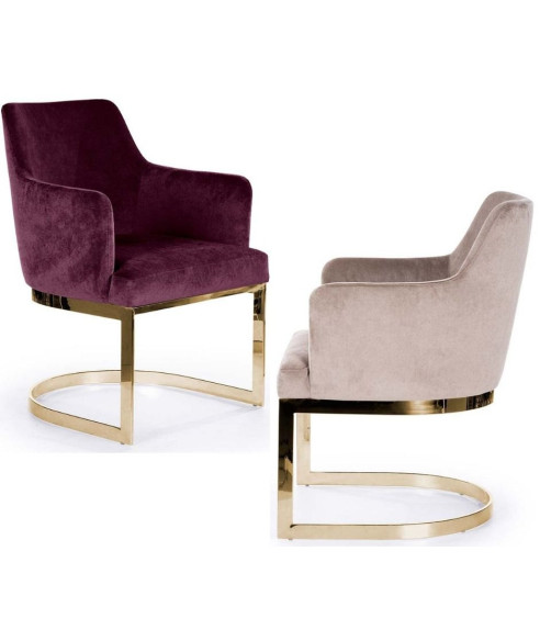 KRZESŁO FOTELOWE GLAMOUR PORTO PODSTAWA PODKOWA ZŁOTA (WYBIERZ TKANINĘ)