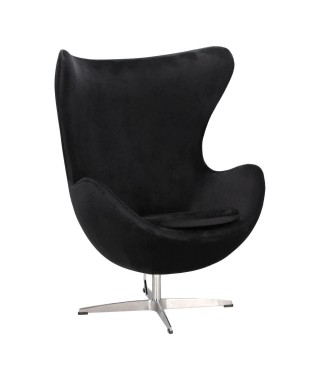 FOTEL WYPOCZYNKOWY JAJO EGG CZARNY VELVET PODSTAWA CHROM