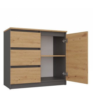 KOMODA DO SALONU 1D3S NOWOCZESNA BEZUCHWYTOWA (WYBIERZ KOLOR) 2