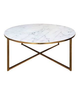 STOLIK KAWOWY ALISMA KOŁO (MARMUR + ZŁOTO)
