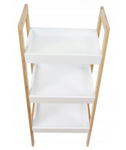 REGAŁ - SZAFKA NOCNA BAMBOO 2 BIEL+DREWNO
